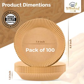 Air Fryer Disposable Paper Liners Parchment Paper Non-stick Liner 20cm Round Air Fryer paper. 100pcs 7.9in x 1.9in