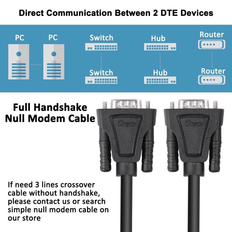 DTECH DB9 RS232 Serial Cable Null Modem Male to Female