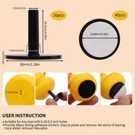 YIBEICO 20pcs Duck Plug, Rubber Duck Mount, Flock Locker Rubber Duck Holder Dashboard for Jeep Dash & Fixed Display, Gift for Jeep Lover, (Rubber Duck Excluded) Double-Sided Stickers Included (20pcs)