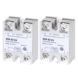 DMiotech SSR-60DA 3-32V DC Input to 24-380V AC Output Single Phase Solid State Relay AC 60A for Industrial Automation, HVAC, Lighting Control 2Pcs