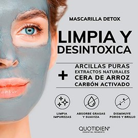 Mascarilla Facial Detox de Carbón Activado - Limpieza Profunda - Absorbe Grasas - Purifica - Disminuye Puntos Negros y Poros - Limpia Impurezas- Arcil