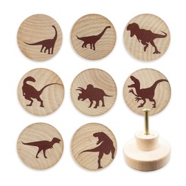 Lasyman 8PCS Wooden Dinosaur Animal Nursery Dresser Knobs Baby Unique Wood Knob Kids Room Bedroom Decorative Drawer Pulls Fun Cabinet Cute Closet Door Furniture Handles and Knobs Woodland Theme