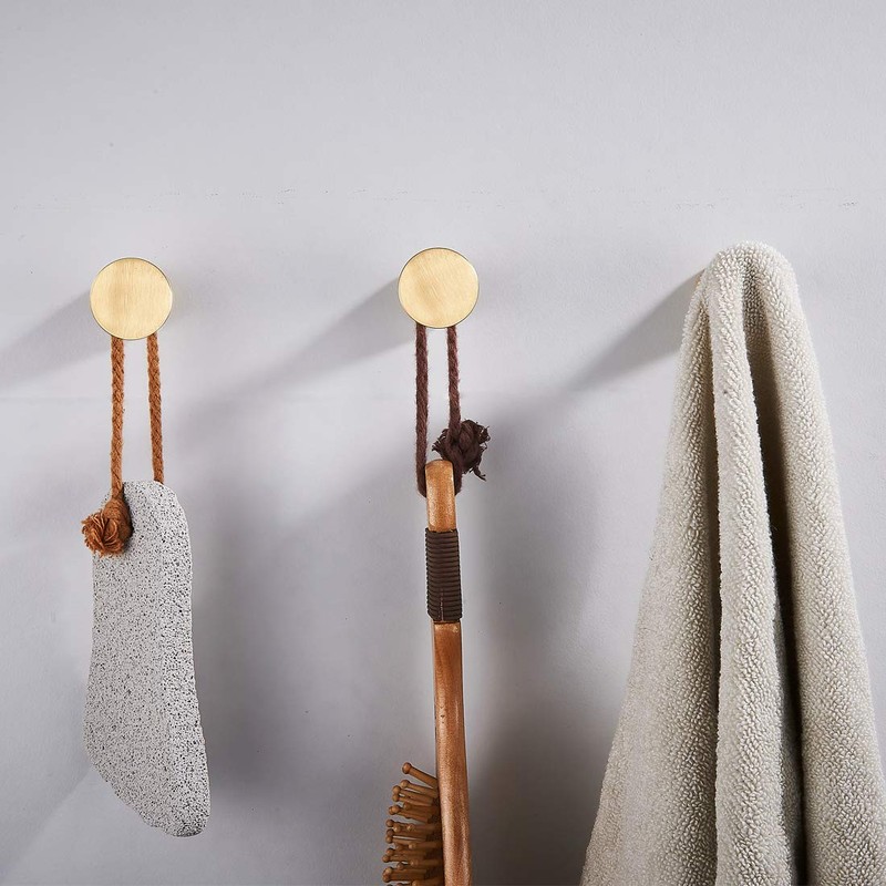 TECI Solid Brass Gold Hooks(2 Pack) Heavy Duty Wall Mounted.Perfect