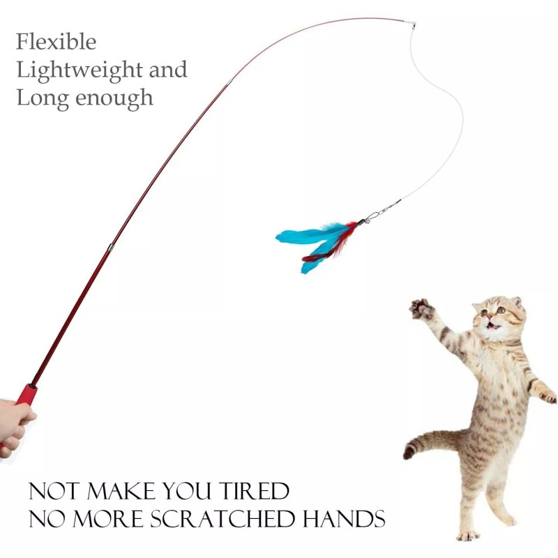 Unbranded 2 Pcs Retractable Cat Toys Wand and 10 Replacement