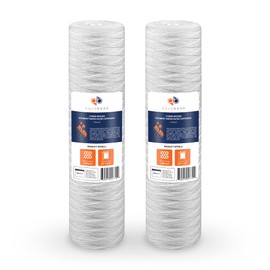 Aquaboon 1 Micron Whole House 20" x 4.5" String Wound Water Filter Replacement Cartridge for Well Water Compatible with SWC-25-2005, P5-20, 2-Pack