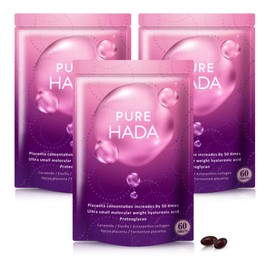 50倍濃縮 プラセンタ 10000mg/日 PUREHADA 超低分子 ヒアルロン酸 コラーゲン セラミド 厳選9種 3個セット90日分