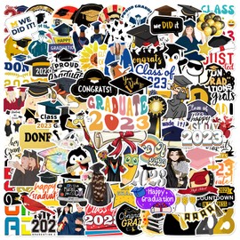 100 Pcs Graduation Stickers 2023, College Stickers, Class of 2023 Stickers for Graduation Decorations, Graduation Party Decorations 2023, Waterproof Vinyl Stickers for Water Bottle, Laptop, Skateboard