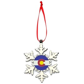 Colorado Flag Snowflake Metal Christmas Ornament