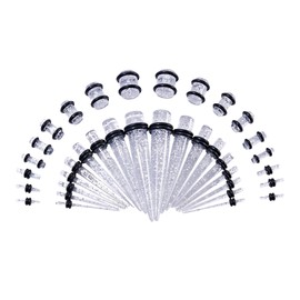 Longbeauty 18 Pairs Ear Stretcher Set, Ear Acrylic Stretching Kit, Piercing Tapers, Bone Bar Stretching Set, 1.6 mm - 10 mm, Acrylic