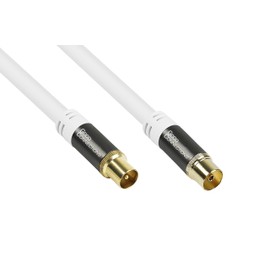 Good Connections SAT TV Antenna Cable – Coax plug to Coax socket – 2 x Sheath Current Filter (Ferrite Core) Double Shielding – Shielding Dimensions SmartFLEX - IEC/Coax Plug to Socket 1 m White