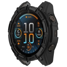 Miimall Armour Case Compatible with Garmin Fenix 8, Soft TPU Bumper Case Fenix 8 Cover, Anti-Scratch Shockproof Case for Garmin Watch Fenix 8 51mm SOLAR (Not for Fenix 8 51mm AMOLED)-Black