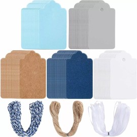 Primbeeks 125 Pcs Premium Gift Tags, 5 Colors Kraft Paper Tags with String, Doub