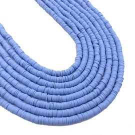 Yurosiay 10 Strands 6 mm Heishi Beads Flat Polymer Clay Beads Handmade Clay Beads Cay Beads Neon for Threading Spacer Beads Clay Beads for DIY Jewellery Making Blue