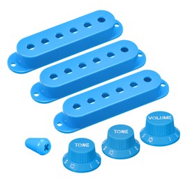 MECCANIXITY Plastic Pick Up Cover Single Coil Cover Switch Tip 1 Volume and 2 Tone Knobs Light Blue for Guitar