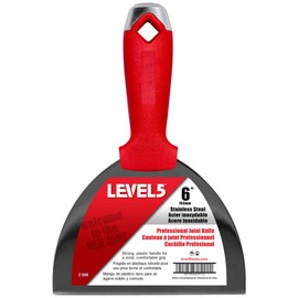 6" Stainless Steel Drywall Joint Knife - LEVEL5 | Pro-Grade | Metal Hammer End | Sheetrock Gyprock Plasterboard Mud | 5-506