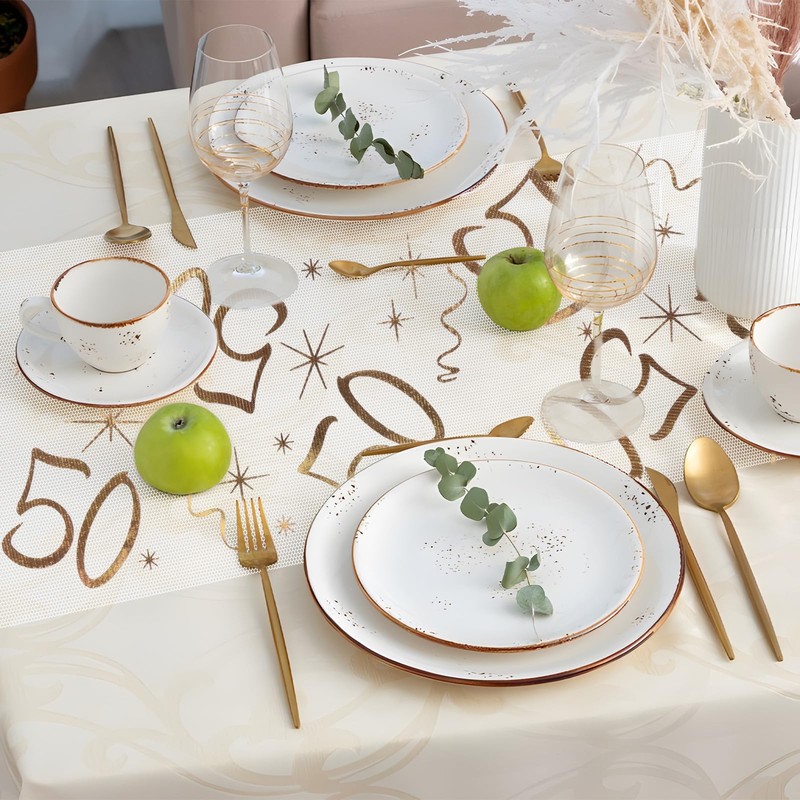 Nicola Gold Table Runner, 50th Birthday Table Runner, 15M Extra