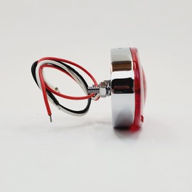 SLIM/THIN Chrome LED Cat Eye Motorcycle Vintage Tail Brake Stop Light w/License Plate Light – DOT Approved - 12 Volt Brake Light and Running Tail Light - Harley Bobber Sportster Chopper Cafe Racer