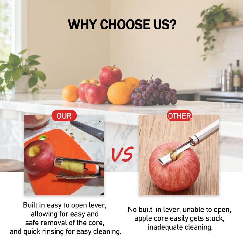 Zfegto Apple Core Remover Apple Corer Tool, 304 Stainless Steel,