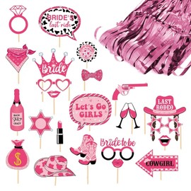 24 Pieces Cowgirl Photo Props 1 Rain Silk Curtain Wild West Cowboy Style Cowboy Theme Props Handheld Photo Accessories Decorative Plug-in