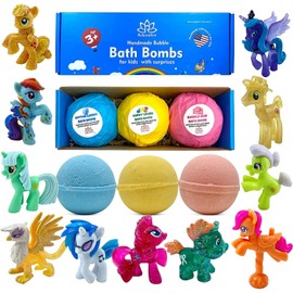 Relaxcation 3 Handmade Bath Bombs with PONY TOYS INSIDE for Kids – Made in USA