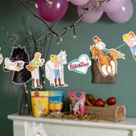 Papierdrachen Birthday Garland - Bibi & Tina - Decoration for Children's Birthday - 10 m Party Garland for Your Celebration - for Girls and Boys - Party Decoration Birthday Decoration Set 6