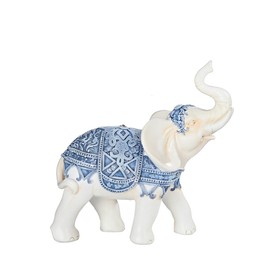 ICE ARMOR 6" H Blue and White Thai Elephant Statue Feng Shui Decoration Religious Figurine