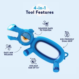 Handy Famm Hippo Kid Safe Adjustable Wrench, Real DIY Tool for Kids 5 and Up, STEM Learning & Motor Skills Development for Children, Blue