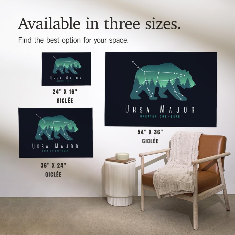 Lantern Press 36x54 Inch Giclee Print, Ursa Major, Constellation Silhouette
