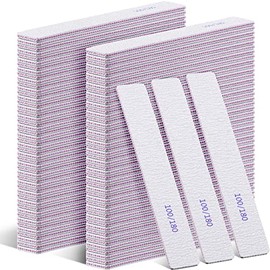 Xinnun 150 limas de uñas de grano 100/180 de doble cara profesional, reutilizables, limas de uñas para herramientas de manicura acrílica, juego para e