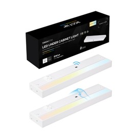 TORCHSTAR LED Under Cabinet Lighting 3CCT, 12 Inch 8W 540LM, Hardwired & Plug-in, Hand Wave Motion Sensor, CRI90 120V ETL Dimmable Under Counter Lights for Kitchen, White Aluminum Housing, Pack of 2