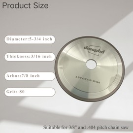 CBN Chainsaw Grinding Wheel 5-3/4" Dia, 7/8" Arbor, 3/16'' Thick for Sharpening Any Steel Chainsaw Chain (5-3/4 x 3/16'')