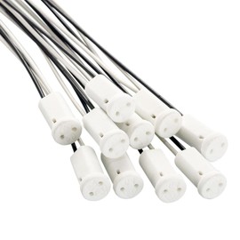 Powice Pack of 10 G4 Sockets, G4 Lamp Sockets, 10 cm, Ceramic Socket, G4 Socket Lamp Holder, High Temperature Resistant, LED Socket for G4 Lamps Home Supplies
