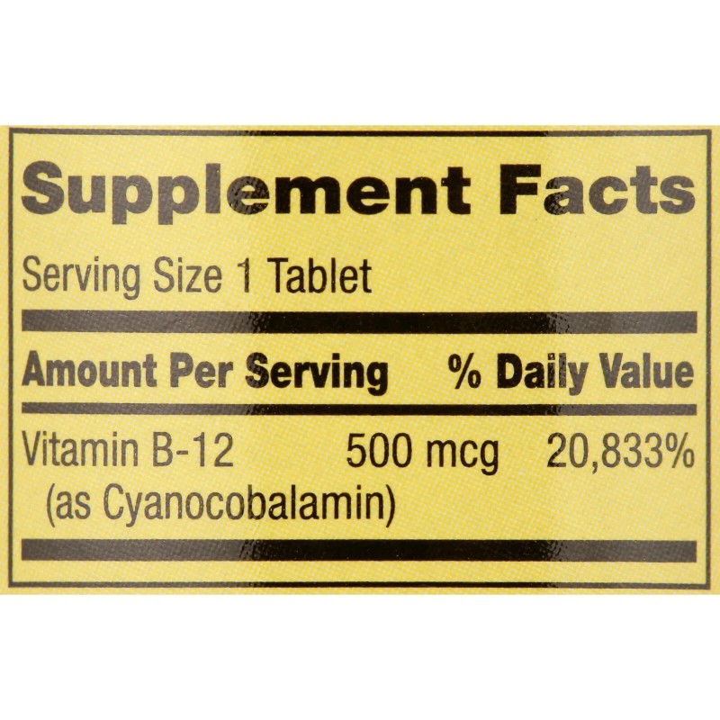 Spring Valley Vitamin B12 Tablets, 500 mcg, 100 Count