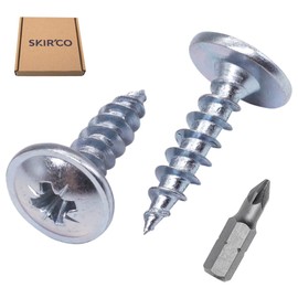 SKIR'CO (Pack of 100) Galvanised Steel 4.5 x 16mm Silver Wood Screws Metal Screws Wafer Head Pozi Self Tapping