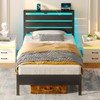 Rolanstar Bed Frame Twin Size with USB Charging Station, LED
