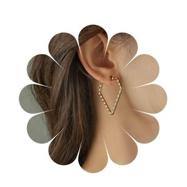 Inilbran Boho Triangle Hoop Earrings Gold Triangle Stud Earrings Geometric Metal Triangle Earrings Hollow Triangle Earrings Jewellery for Women and Girls, Zinc, No Gemstone