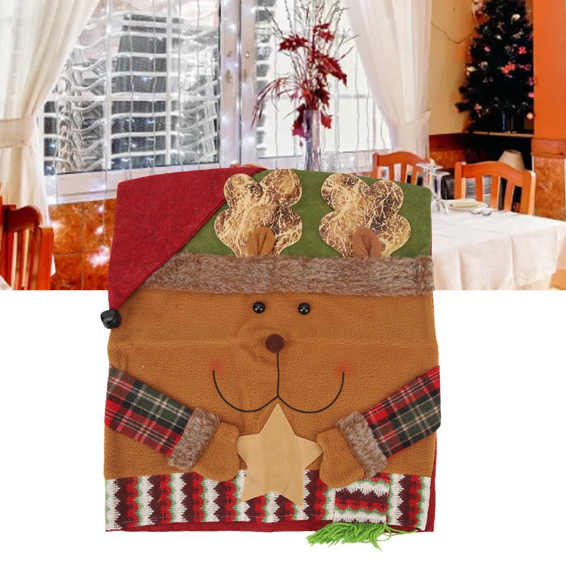 Xmas Dinner Chair Back Covers Easy To Install Soft Anti