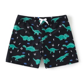 AMIYAN Boys Swim Trunks Toddler Swim Board Shorts Quick Dry Beach Swimwear Trunks Shorts Bathing Bottom for Boy Black Dinosuar 3XL 7-8Years