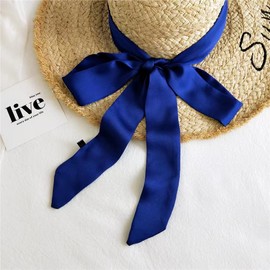 Women's Satin Belt 5 cm x 195 cm Band Imitation Silk Long Scarf Dress Waistband Hat Accessories, royal blue
