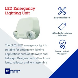 Lithonia Lighting EU2L REM M12 Emergency Light with 2 LED Lamps, Round, Remote Capacity, White
