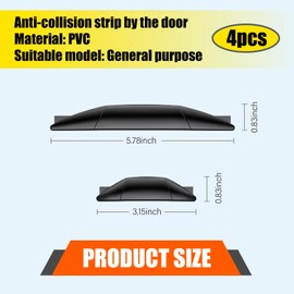 Slykew 4 PCS Car Door Edge Guard Protectors, 2 PCS 3.14In x 0.82In Anti-Collision Strips, 2 PCS 5.78In x 0.82In Door Edge Trim Strip, Universal Waterproof Soft Automotive Accessories (Black)