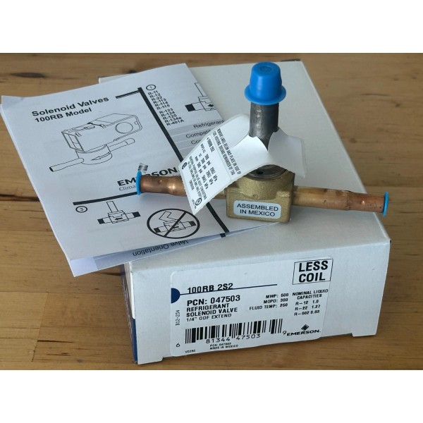 Emerson 047503 100RB 2S2 Refrigerant Solenoid Valve Less Coil 1/4”