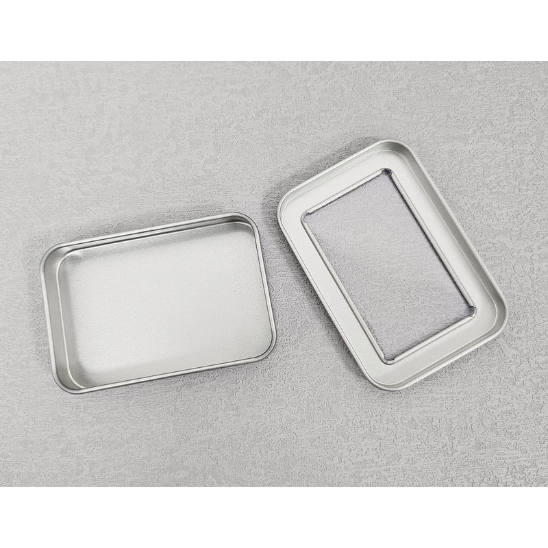 Ruwado 4 Pcs Metal Containers with Clear Window Empty Rectangular