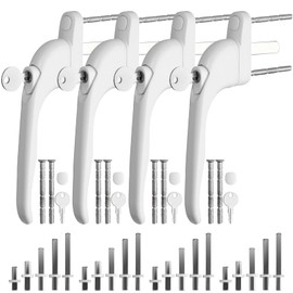 Neoteck 4PCS Inline Window Handle Universal Espag Key Locking Lockable Double Glazing Suitable for All Common Windows and Balcony Doors