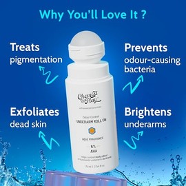 Chemist at Play UnderArm Roll-On with 5% AHA, Lactic Acid & 1% Mandelic Acid | Prevents Body Odour, Brightens Skin & Exfoliates Underarm | For Sensitive Skin | Aqua Fragrance | Alcohol Free - 75 ml