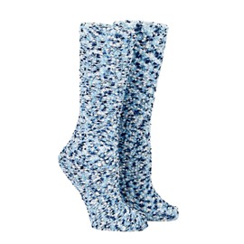 Rite Lite Hanukkah Socks | Adult Crew Sock Size 8-12 Chanukah Blue & White Cozy Slipper Woven Yarn Socks Jewish Holiday Party Favors Accessories Decorations Gifts Festival of Lights (Blue Popcorn)