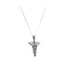Silver Caduceus Pendant with Cubic Zirconia on 46cm Fine Silver
