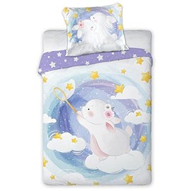 Faro Tekstylia Baby Bed Linen Children's Bed Linen 100 x 135 cm Bed Set 100% Cotton with Oeko-Tex Seal (Habbit), Grey