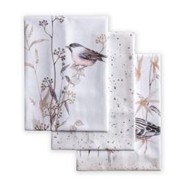 Maison d' Hermine Meadow Florals Brown 100% Cotton Set of 3 Multi-Purpose Kitchen Towels, Bar Towels, Spring / Summer (50 cm x 70 cm)