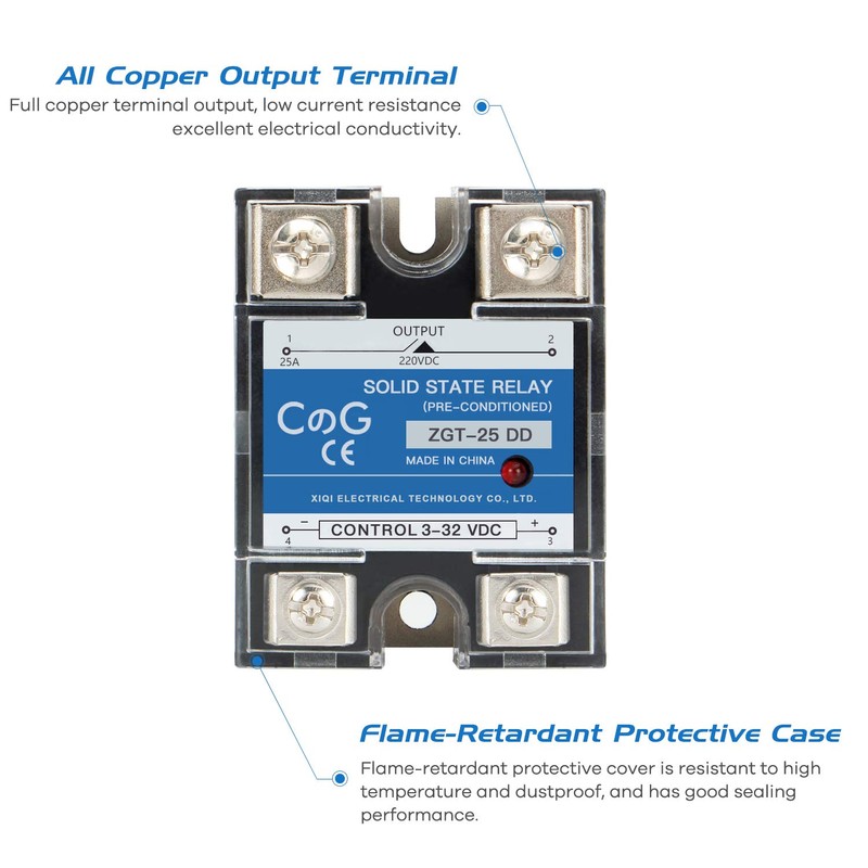 CGELE Solid State Relay SSR-25DD with Heat Sink DC to